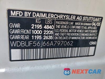 Zdjęcie 12 z 12 samochodu: 2006 MERCEDES-BENZ E 350 VIN:WDBUF56J66A797062 - miniatura