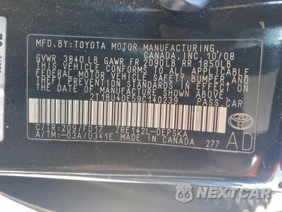 Zdjęcie 12 z 12 samochodu: 2009 TOYOTA COROLLA BASE VIN:2T1BU40E59C140239 - miniatura
