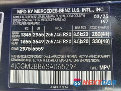 Zdjęcie 13 z 13 samochodu: 2025 MERCEDES-BENZ EQE SUV 350+ VIN:4JGGM2BB6SA065294 - miniatura