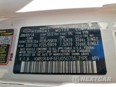 Zdjęcie 13 z 13 samochodu: 2014 HYUNDAI SANTA FE GLS VIN:KM8SR4HF6EU050735 - miniatura