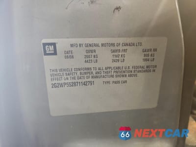 Zdjęcie 12 z 14 samochodu: 2007 PONTIAC GRAND PRIX VIN:2G2WP552871142791 - miniatura