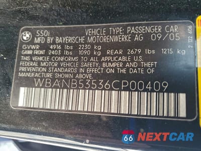 Zdjęcie 12 z 12 samochodu: 2006 BMW 550 I VIN:WBANB53536CP00409 - miniatura