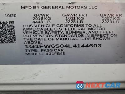 Zdjęcie 12 z 12 samochodu: 2020 CHEVROLET BOLT EV LT VIN:1G1FW6S04L4144603 - miniatura