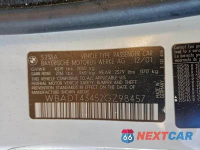 Zdjęcie 12 z 14 samochodu: 2002 BMW 525 I AUTOMATIC VIN:WBADT43452GZ98457 - miniatura