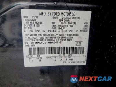 Zdjęcie 13 z 13 samochodu: 2021 FORD EDGE SE VIN:2FMPK4G91MBA24232 - miniatura
