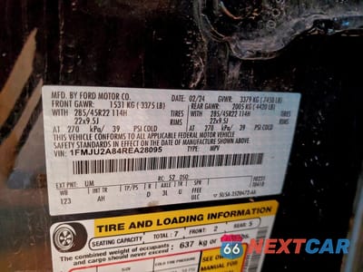 Zdjęcie 14 z 15 samochodu: 2024 FORD EXPEDITION LIMITED VIN:1FMJU2A84REA28095 - miniatura