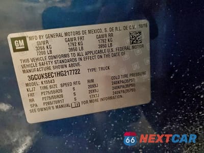 Zdjęcie 12 z 12 samochodu: 2017 CHEVROLET SILVERADO K1500 LTZ VIN:3GCUKSEC1HG217722 - miniatura