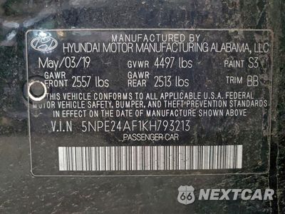 Zdjęcie 12 z 12 samochodu: 2019 HYUNDAI SONATA SE VIN:5NPE24AF1KH793213 - miniatura