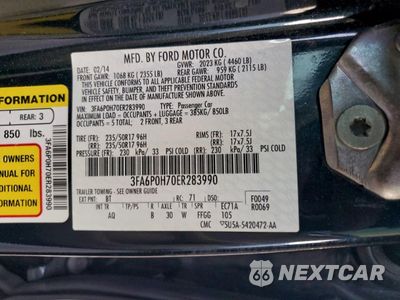 Zdjęcie 12 z 12 samochodu: 2014 FORD FUSION SE VIN:3FA6P0H70ER283990 - miniatura