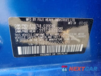 Zdjęcie 13 z 13 samochodu: 2008 SUBARU IMPREZA WRX PREMIUM VIN:JF1GE75668G505328 - miniatura