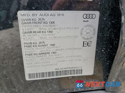 Zdjęcie 12 z 13 samochodu: 2017 AUDI SQ5 PRESTIGE VIN:WA1VCAFP0HA050212 - miniatura
