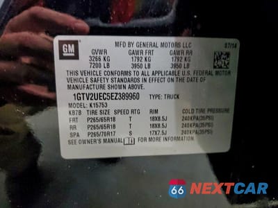 Zdjęcie 12 z 12 samochodu: 2014 GMC SIERRA K1500 SLE VIN:1GTV2UEC5EZ389960 - miniatura