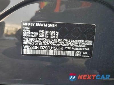 Zdjęcie 12 z 12 samochodu: 2025 BMW M3 COMPETITION VIN:WBS33HJ02SFU15654 - miniatura