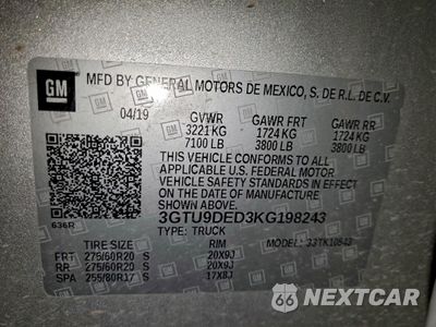 Zdjęcie 13 z 16 samochodu: 2019 GMC SIERRA K1500 SLT VIN:3GTU9DED3KG198243 - miniatura