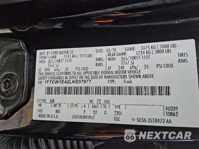 Zdjęcie 12 z 12 samochodu: 2020 FORD F150 SUPERCREW VIN:1FTEW1E42LKE07977 - miniatura
