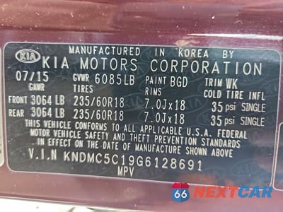 Zdjęcie 13 z 13 samochodu: 2016 KIA SEDONA EX VIN:KNDMC5C19G6128691 - miniatura