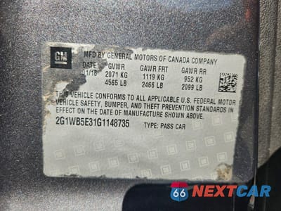 Zdjęcie 12 z 12 samochodu: 2016 CHEVROLET IMPALA LIMITED LT VIN:2G1WB5E31G1148735 - miniatura