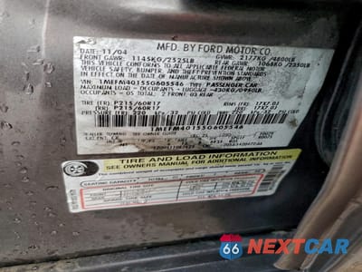 Zdjęcie 12 z 12 samochodu: 2005 MERCURY MONTEGO LUXURY VIN:1MEFM40155G605546 - miniatura