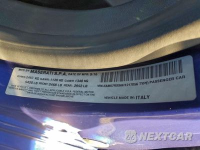 Zdjęcie 12 z 13 samochodu: 2017 MASERATI GHIBLI S VIN:ZAM57RSS6H1217056 - miniatura