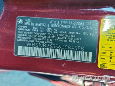 Zdjęcie 12 z 12 samochodu: 2006 BMW M5 VIN:WBSNB93556B584588 - miniatura