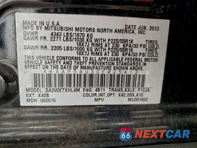 Zdjęcie 13 z 13 samochodu: 2013 MITSUBISHI OUTLANDER SPORT LE VIN:4A4AP5AU3DE025412 - miniatura