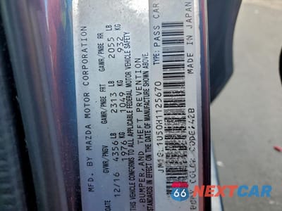 Zdjęcie 12 z 12 samochodu: 2017 MAZDA 6 SPORT VIN:JM1GL1U50H1125670 - miniatura