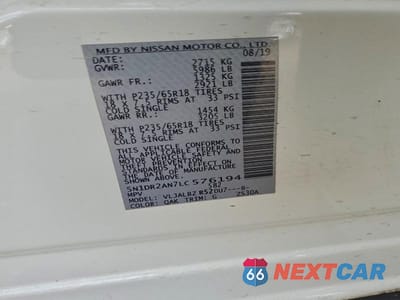 Zdjęcie 12 z 12 samochodu: 2020 NISS PATHFINDER VIN:5N1DR2AN7LC576194 - miniatura
