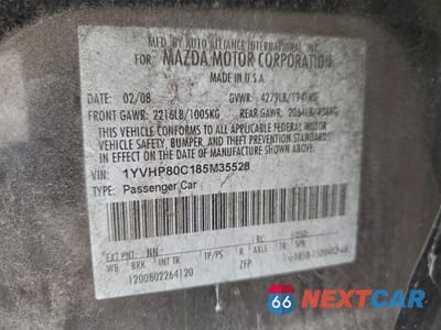 Zdjęcie 13 z 15 samochodu: 2008 MAZDA 6 I VIN:1YVHP80C185M35528 - miniatura