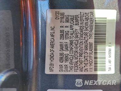 Zdjęcie 12 z 12 samochodu: 2020 HONDA ACCORD LX VIN:1HGCV1F1XLA055687 - miniatura