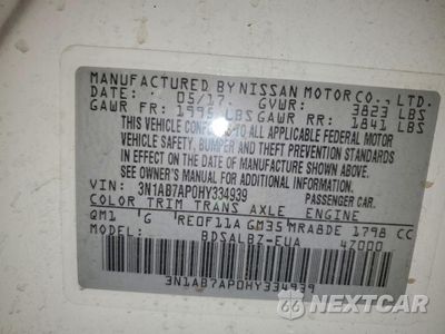 Zdjęcie 14 z 14 samochodu: 2017 NISSAN SENTRA S VIN:3N1AB7AP0HY334939 - miniatura