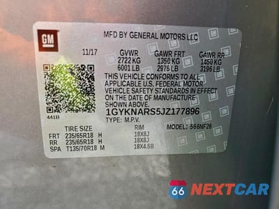 Zdjęcie 14 z 14 samochodu: 2018 CADILLAC XT5 VIN:1GYKNARS5JZ177896 - miniatura