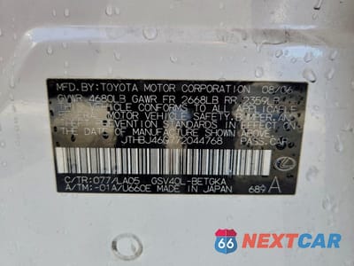 Zdjęcie 12 z 12 samochodu: 2007 LEXUS ES 350 VIN:JTHBJ46G772044768 - miniatura