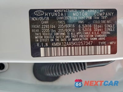 Zdjęcie 13 z 13 samochodu: 2019 HYUNDAI KONA SE VIN:KM8K12AA5KU257347 - miniatura