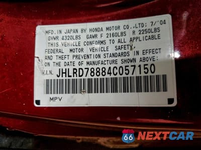 Zdjęcie 14 z 14 samochodu: 2004 HONDA CR-V EX VIN:JHLRD78884C057150 - miniatura