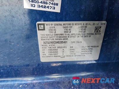 Zdjęcie 12 z 12 samochodu: 2017 GMC SIERRA K1500 SLT VIN:3GTU2NEC5HG285491 - miniatura