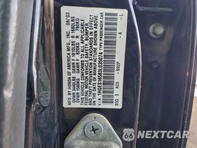 Zdjęcie 12 z 13 samochodu: 2003 HONDA CIVIC LX VIN:1HGES16583L035074 - miniatura
