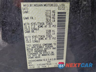 Zdjęcie 13 z 13 samochodu: 2011 NISSAN PATHFINDER S VIN:5N1AR1NB8BC615418 - miniatura