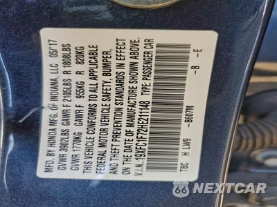 Zdjęcie 13 z 14 samochodu: 2017 HONDA CIVIC EXL VIN:19XFC1F72HE211148 - miniatura