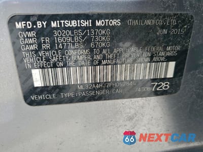 Zdjęcie 13 z 13 samochodu: 2015 MITSUBISHI MIRAGE ES VIN:ML32A4HJ7FH052846 - miniatura
