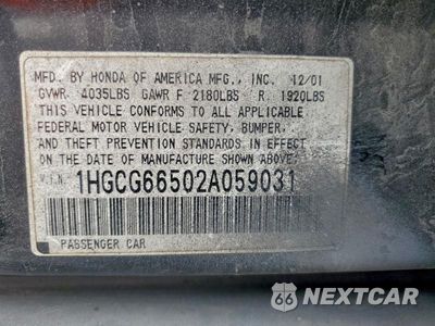 Zdjęcie 13 z 13 samochodu: 2002 HONDA ACCORD LX VIN:1HGCG66502A059031 - miniatura