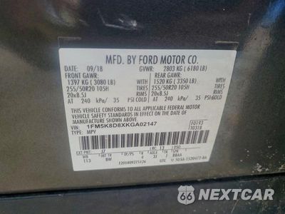 Zdjęcie 13 z 13 samochodu: 2019 FORD EXPLORER XLT VIN:1FM5K8D8XKGA02147 - miniatura