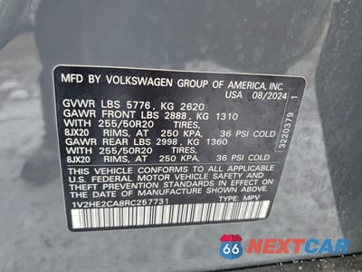 Zdjęcie 14 z 14 samochodu: 2024 VOLKSWAGEN ATLAS CROSS SPORT SE VIN:1V2HE2CA8RC257731 - miniatura
