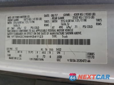 Zdjęcie 13 z 13 samochodu: 2017 FORD TRANSIT T-350 UTILITY / SERVICE VAN VIN:1FTBW2CM4HKB41123 - miniatura