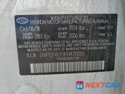 Zdjęcie 12 z 12 samochodu: 2019 HYUNDAI ELANTRA SE VIN:5NPD74LF1KH420005 - miniatura