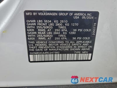 Zdjęcie 14 z 15 samochodu: 2024 VOLKSWAGEN ATLAS CROSS SPORT SE VIN:1V2WE2CA4RC247382 - miniatura