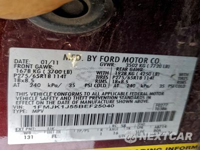 Zdjęcie 14 z 14 samochodu: 2011 FORD EXPEDITION EL XLT VIN:1FMJK1J55BEF25040 - miniatura