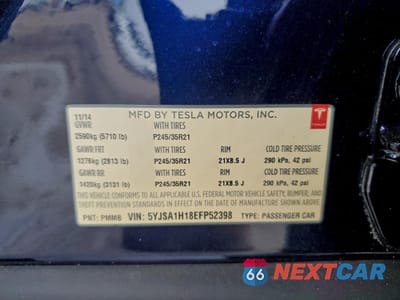 Zdjęcie 13 z 13 samochodu: 2014 TESLA MODEL S VIN:5YJSA1H18EFP52398 - miniatura