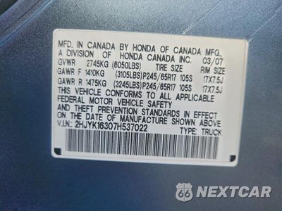 Zdjęcie 12 z 12 samochodu: 2007 HONDA RIDGELINE RTX VIN:2HJYK16307H537022 - miniatura