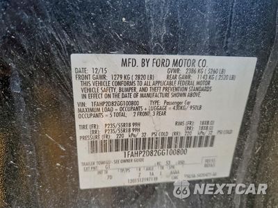 Zdjęcie 12 z 13 samochodu: 2016 FORD TAURUS SE VIN:1FAHP2D82GG100800 - miniatura