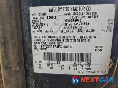 Zdjęcie 12 z 12 samochodu: 2004 FORD F250 UTILITY / SERVICE TRUCK VIN:1FTNX21S74ED18610 - miniatura